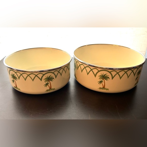 2 Vitroceramic, bowls with palm trees. 5.75” & 6.75” - Picture 8 of 8